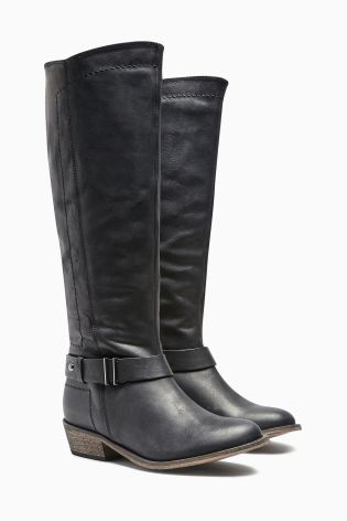 Leather Strap Long Boots